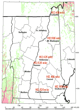 CLICK TO ENLARGE this map showing NOAA Weather Radio Broadcast Stations Serving New Hampshire