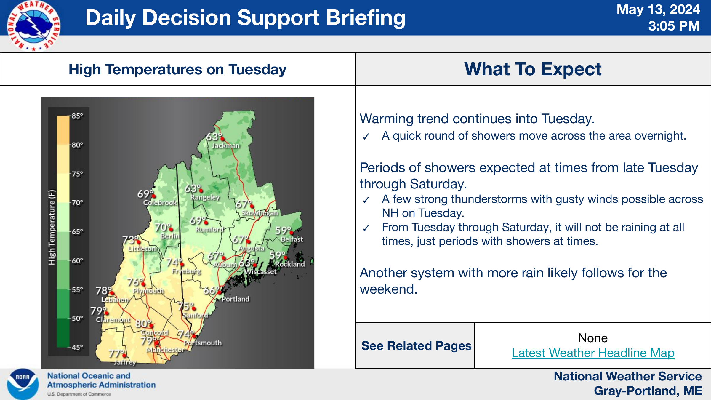 Shown in this graphic are the expected weather impacts for the next several days.