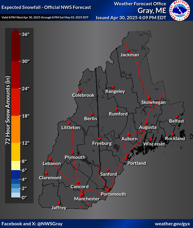 Expected Snowfall - Official NWS Forecast