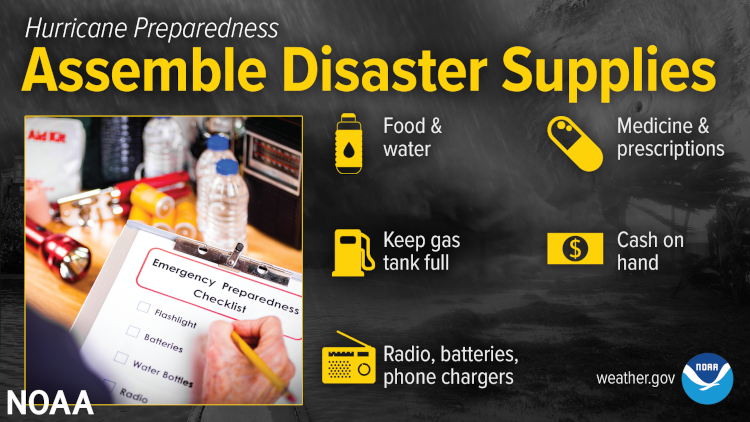 Hurricane Preparedness Week infographic:  Assemble Disaster Supplies