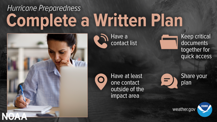 Hurricane Preparedness Week infographic: Complete a Written Plan