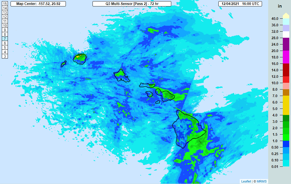 Image loop of the running 72-hr quantitative precipitation estimates from December 4 through December 7