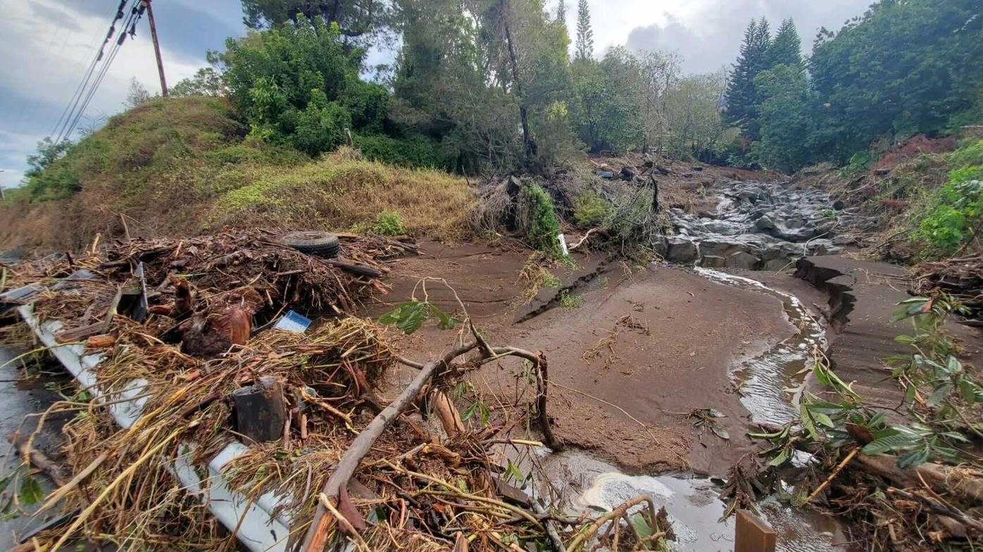 Flood damage in Kula, Maui (Serena Fukushima/KITV4)