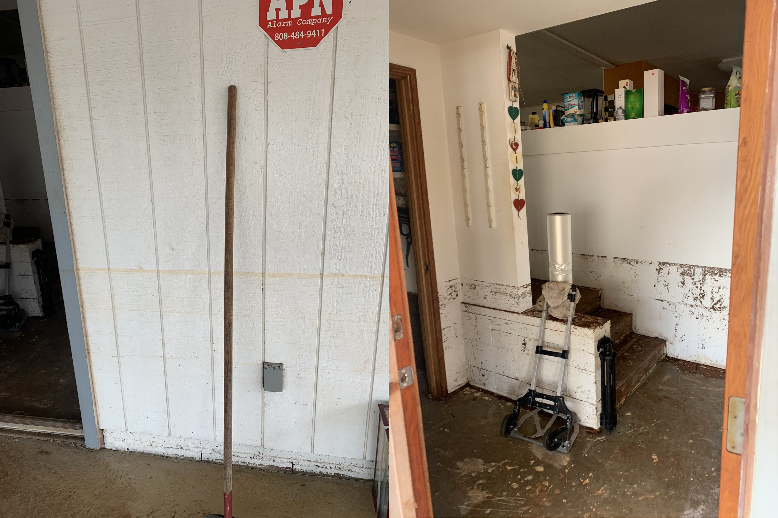 Waterline from flooding in a home along Noelani Street in Pearl City, Monday, December 6. (KITV4/Laryn Bardenas)