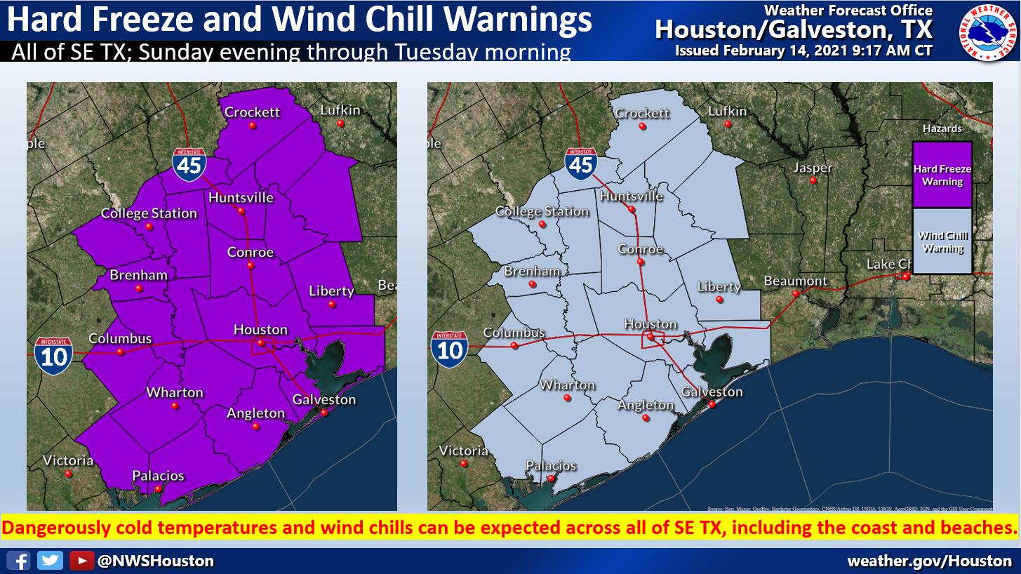 February 14th Hard Freeze and Wind Chill Warnings