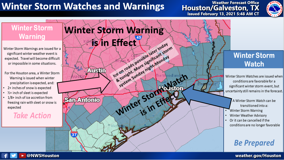 February 13th Winter Storm Watches and Warnings