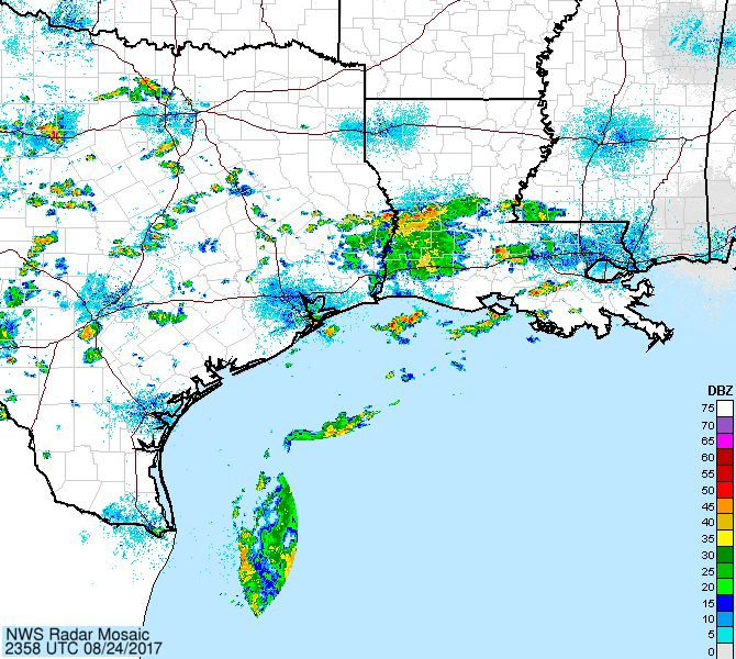 Radar image (August 26th from WeatherFlow) - click on image to open a radar loop of Harvey