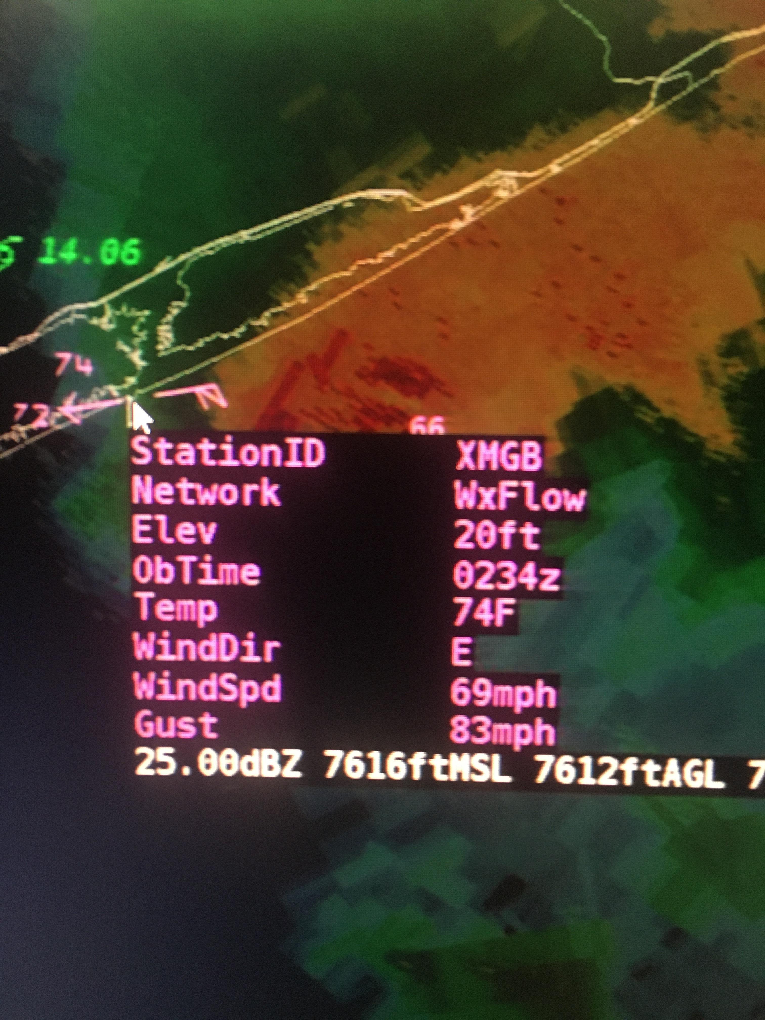 A wind observation from Matagorda Bay Monday evening