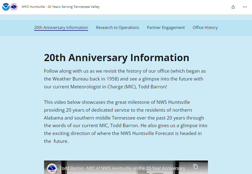 NWS Huntsville 20 Year Anniversary