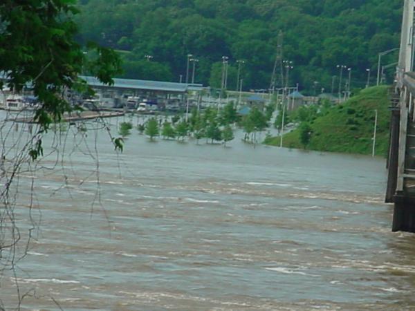 Aerial view of water in McFarland Park, Florence.
