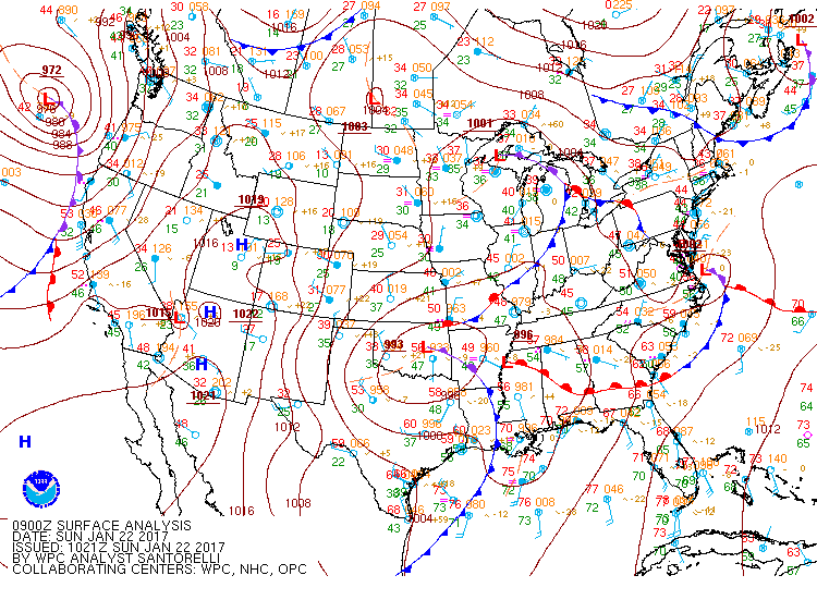 Surface Analysis at 3 AM on 1/22/2017