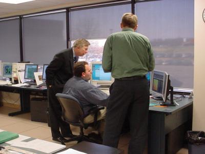Image of Rep. Cramer looking at first forecast