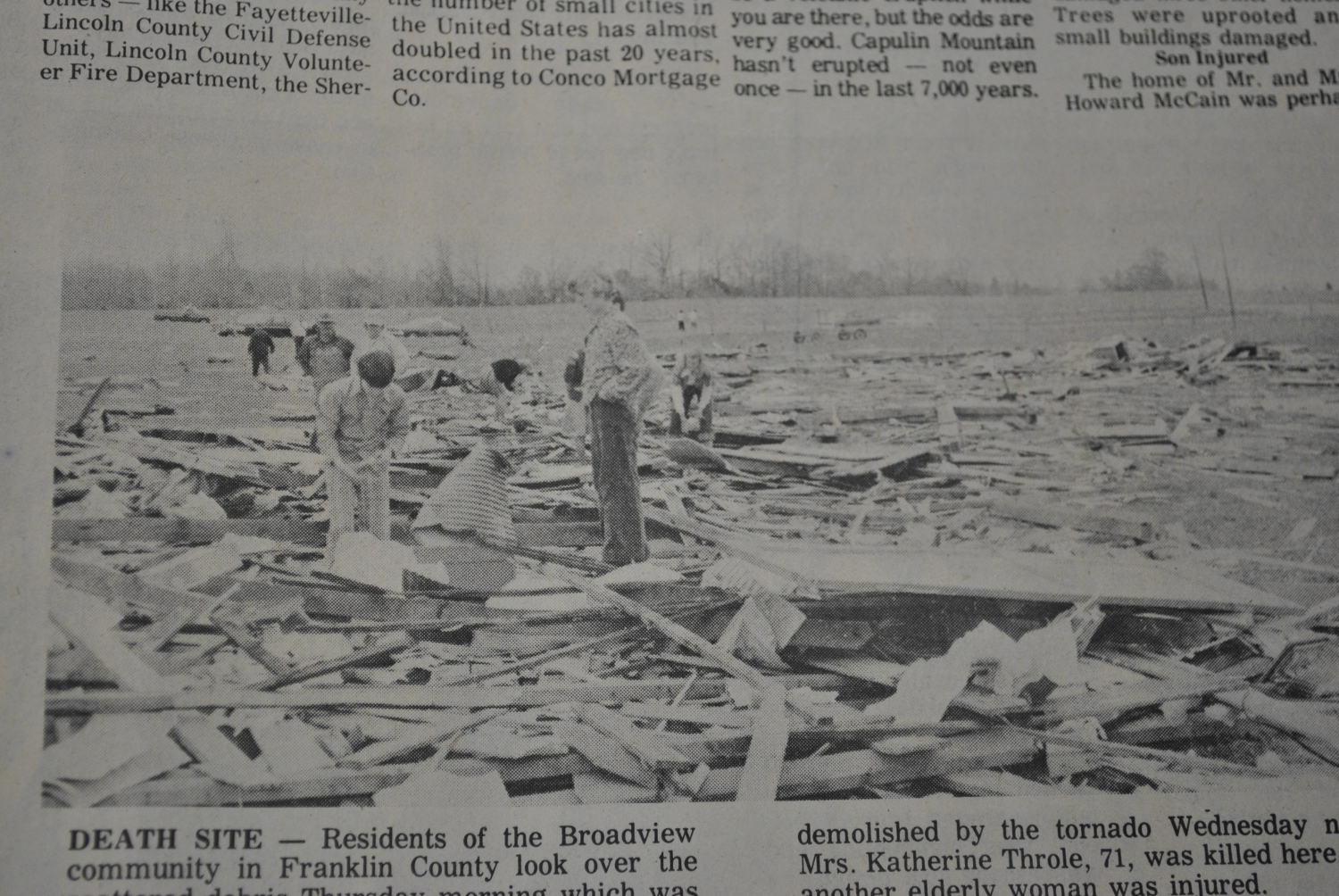 Franklin County TN: Damage Pictures from April 3-4th, 1974