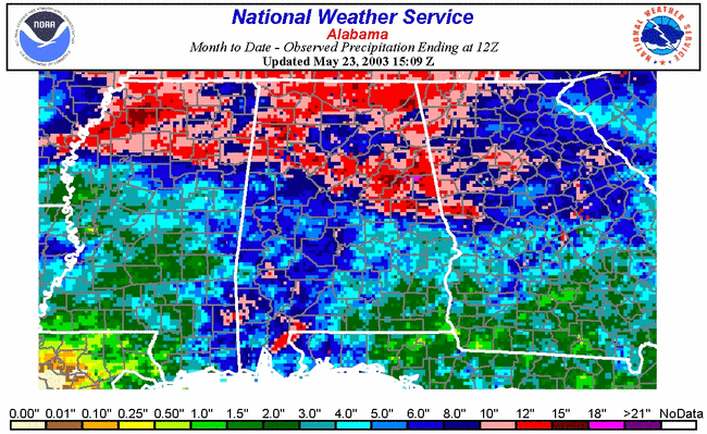 Observed rainfall for May