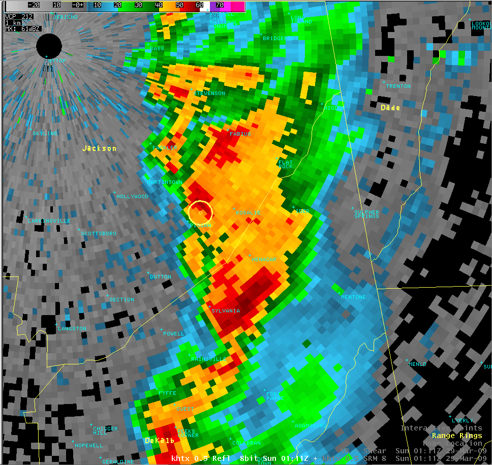 Hytop, AL Reflectivity from 8:11 PM CDT