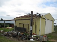 The roof of this barn off Martling Road was damaged near the beginning of the tornado path.