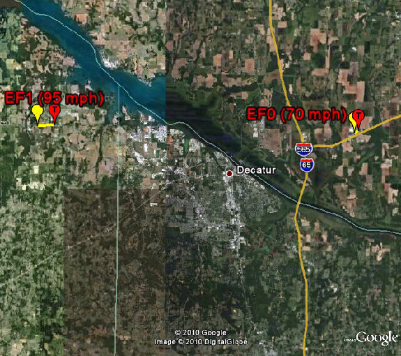 Tornado track map for the October 26th, 2010 Severe Weather Event