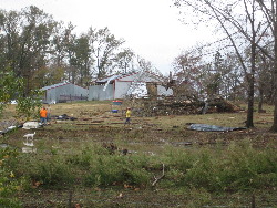 Several trees were blown down and some roof damage occurred to this farm outbuilding off of CR 329.