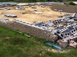 A two story brick home that was completely leveled along County Road 180. 