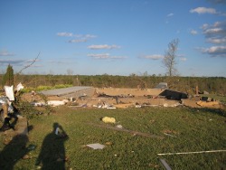 A house that was completely destroyed in the Sylvania community, leaving only parts of the foundation walls.  Notice however, that the porch area remained intact.  This was a common site in this area and generally along the path.  