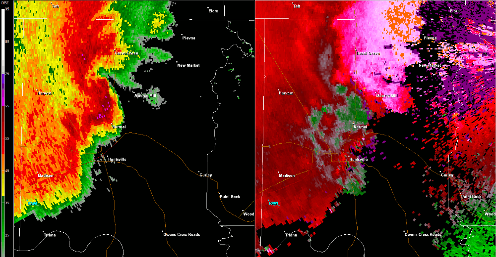 Loop of storms from the Hytop Radar during tornado lifecycle