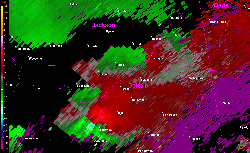 FFC 0.5 degree storm relative velocity  loop of the EF-4 tornado track -- 6:19 PM to 6:57 PM CDT April 27 2011