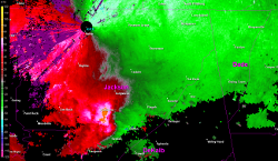 HTX 0.5 degree reflectivity loop of the EF-4 tornado track -- 4:01 to 4:39 PM CDT April 27 2011