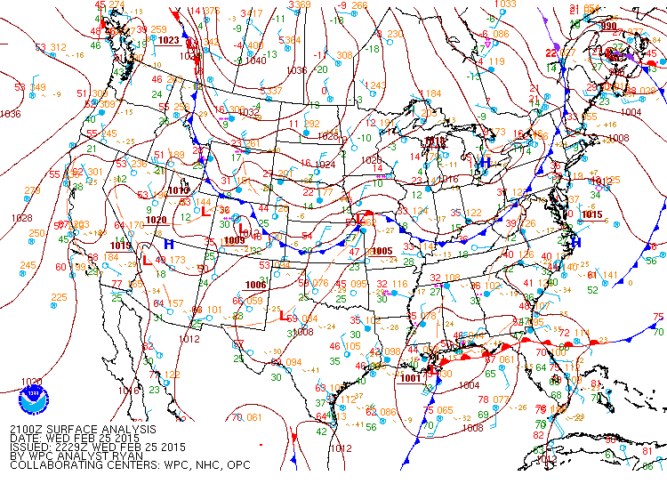 Surface Analysis at 3pm February 25th