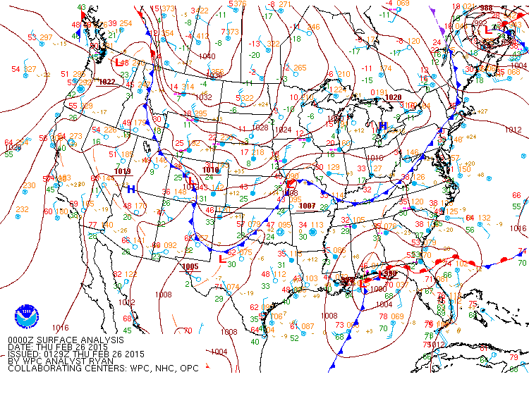 Surface Analysis at 6pm February 25th