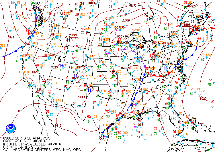 Surface Analysis at 3 AM on 11/30/2016