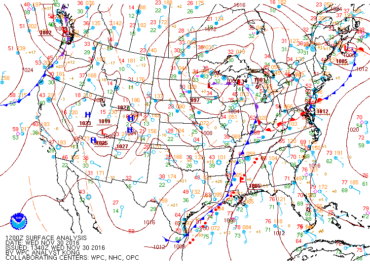 Surface Analysis at 3 AM on 11/30/2016