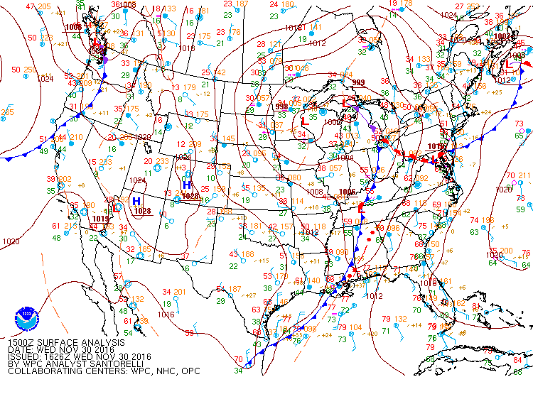Surface Analysis at 3 AM on 11/30/2016