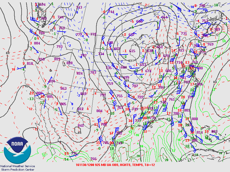 Surface Analysis at 6 PM on 11/29/2016