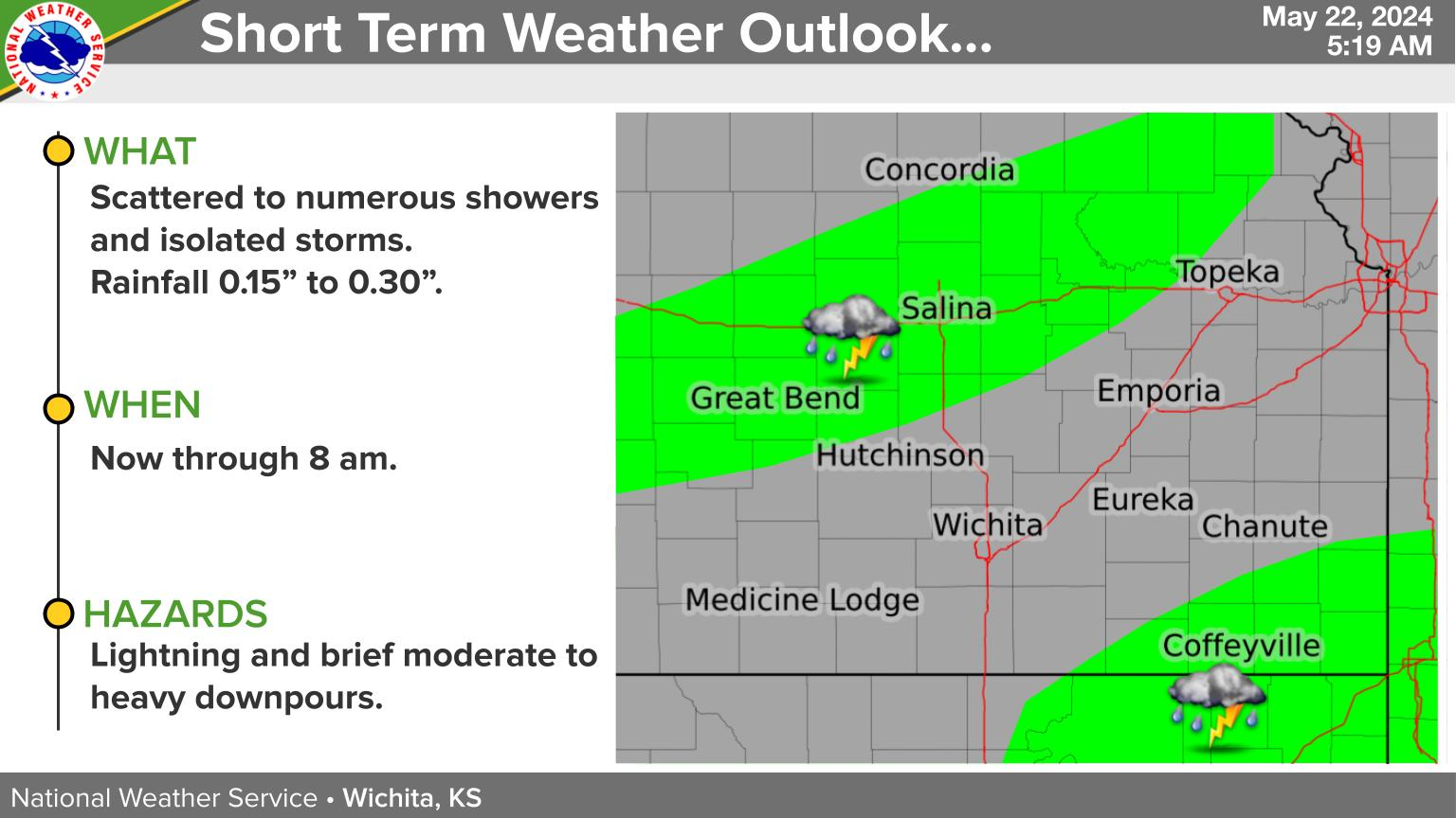 Thunderstorms expected in Eastern Kansas with potential dime-sized hail