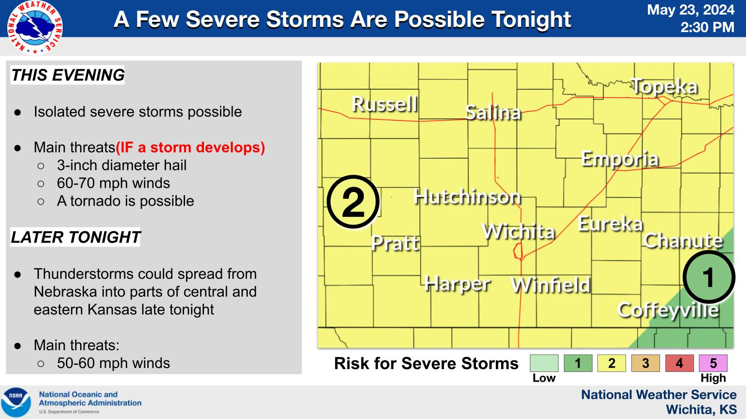 Severe afternoon storms expected in central and northeast KS