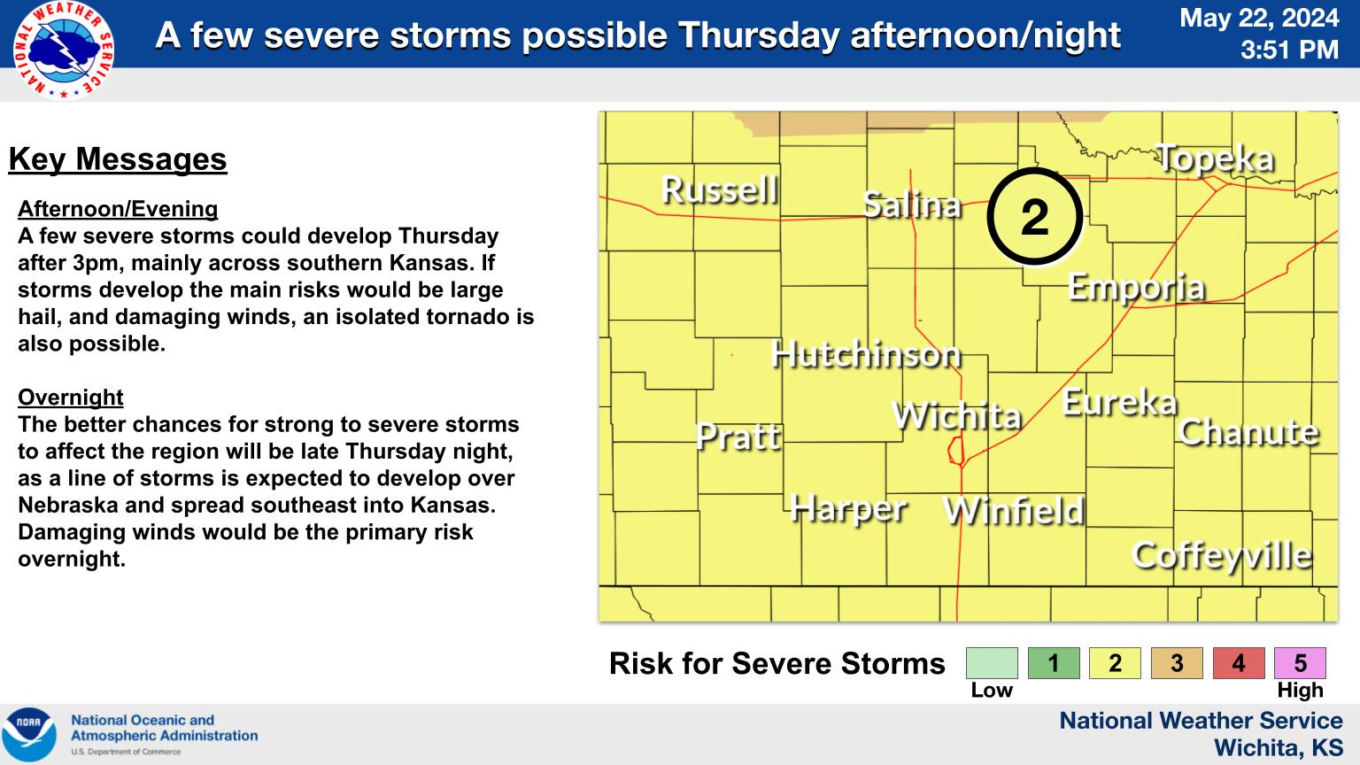 Severe Storms with Damaging Winds and Hail Possible Tonight