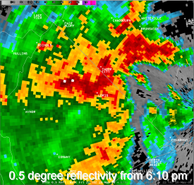 0.5 degree reflectivity from 6:10 pm