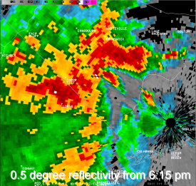 0.5 degree reflectivity from 6:15 pm