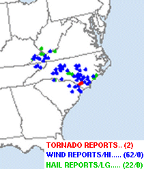 Tornado, Wind and Hail Reports from 4/17/06