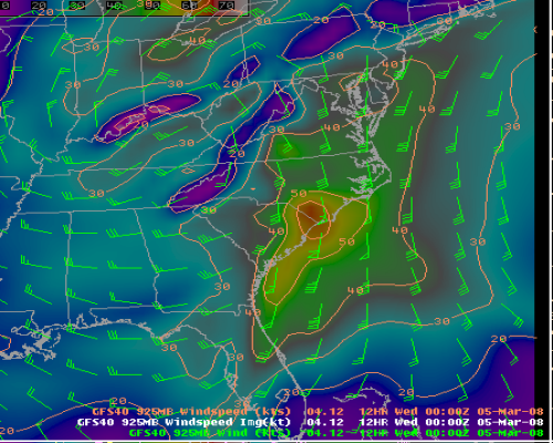 Image of GFS Model Winds at 925 mb