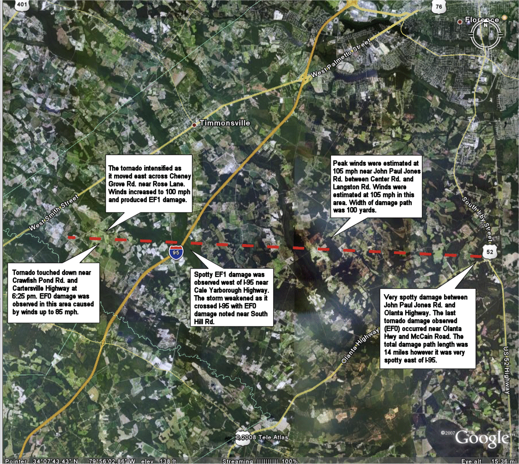Map of Tornado Path and Damage
