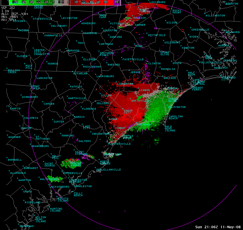 Radar Velocity Loop of Severe Thunderstorm on May 11th, 2008