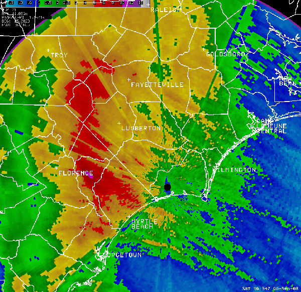 An image of the radar estimated storm total precipitation