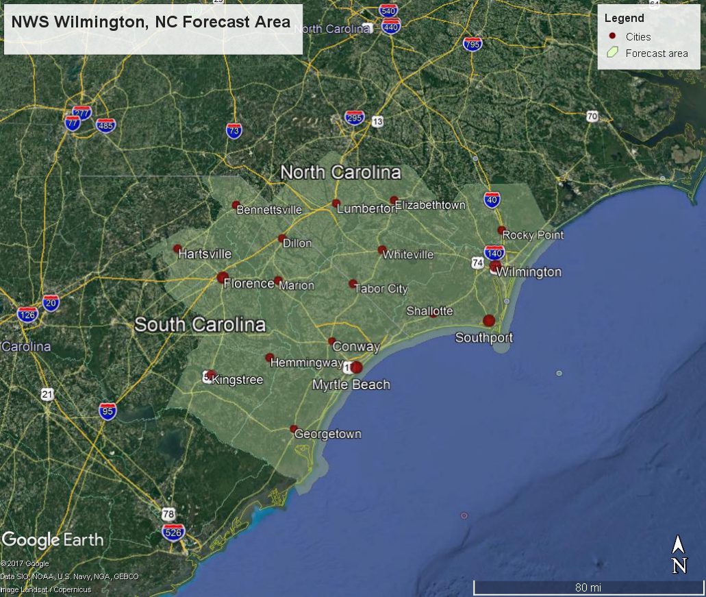 The National Weather Service in Wilmington, NC serves southeast North Carolina and northeast South Carolina