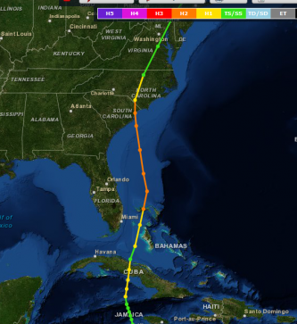 Track map of 1899's Hurricane "Nine"