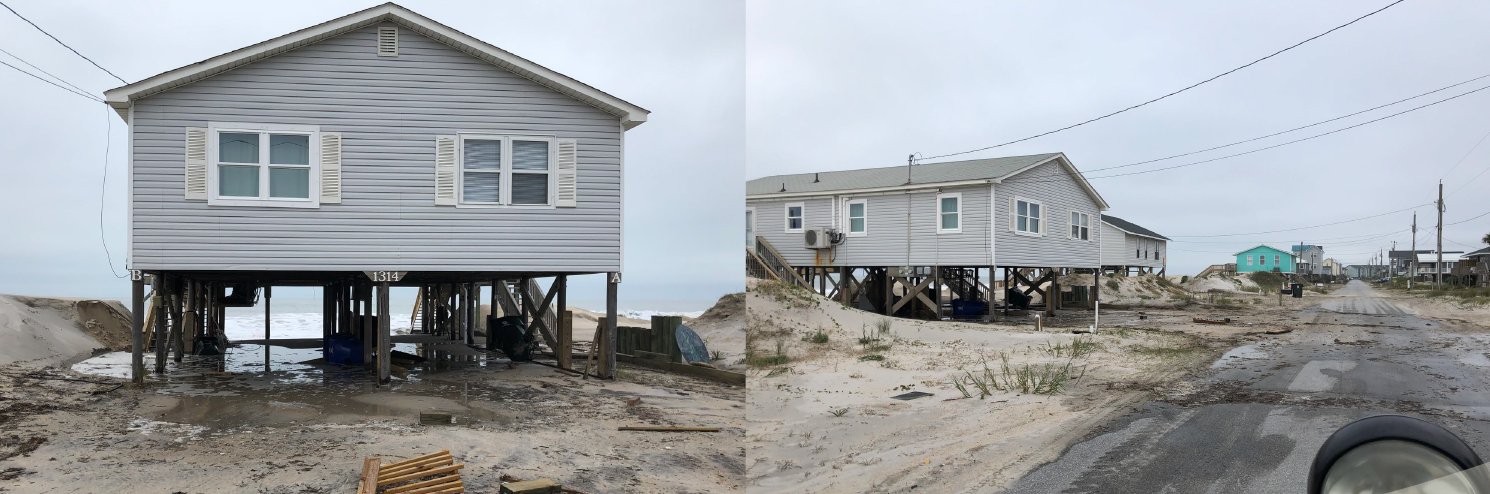 Photos provided by Surf City Emergency Management show the ocean scouring sand from beneath homes along North Shore Drive on Sunday November 17, 2019.