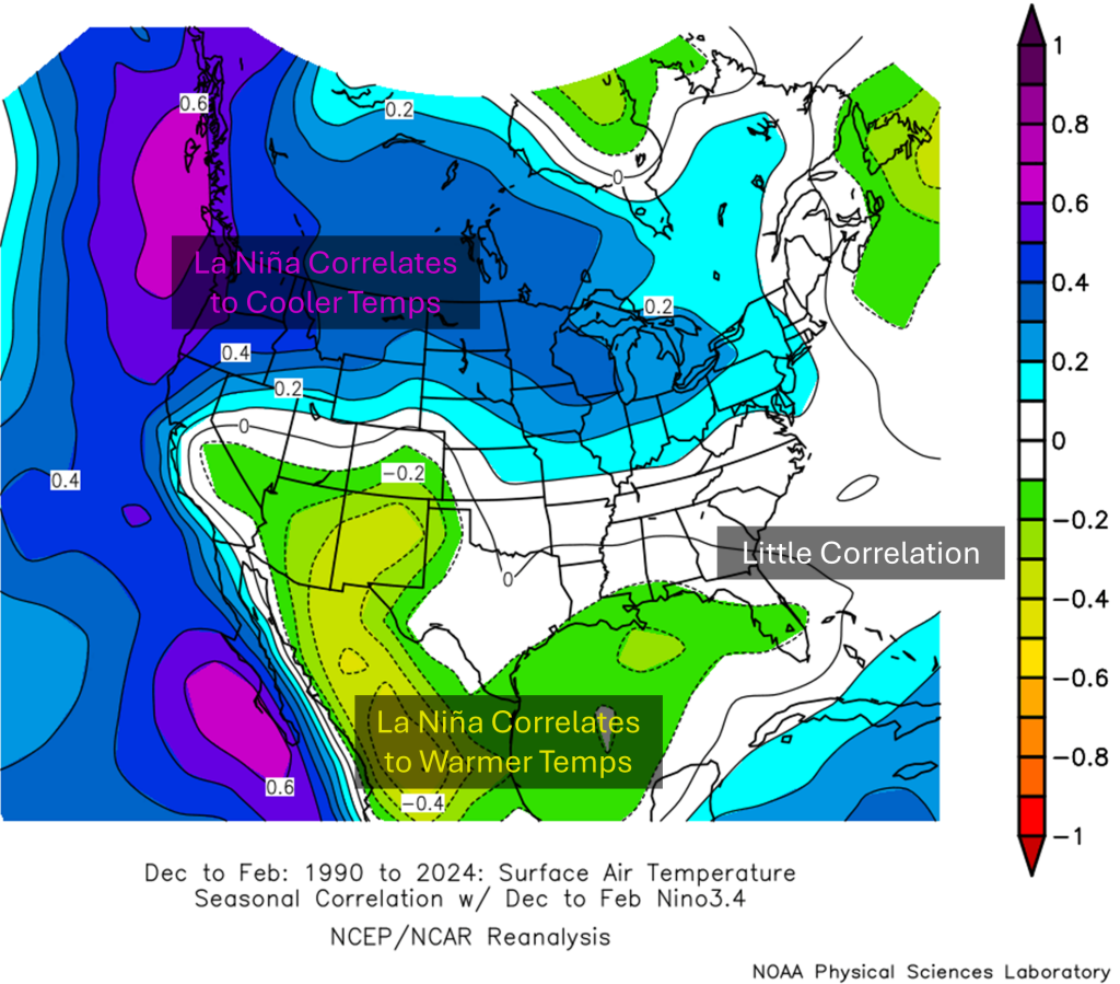 There's little correlation between La Niña and winter temperatures across the Carolinas