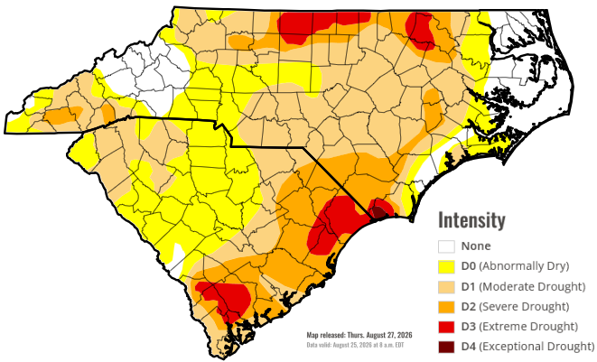 US Drought Monitor valid Thursday, August 27