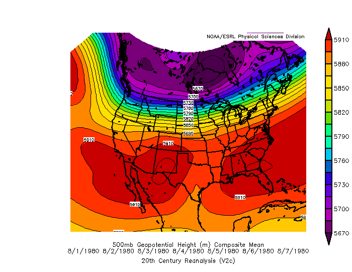 500 mb heights during the August 1980 heat wave
