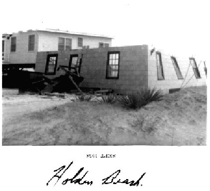 Damage to a building in Holden Beach, NC